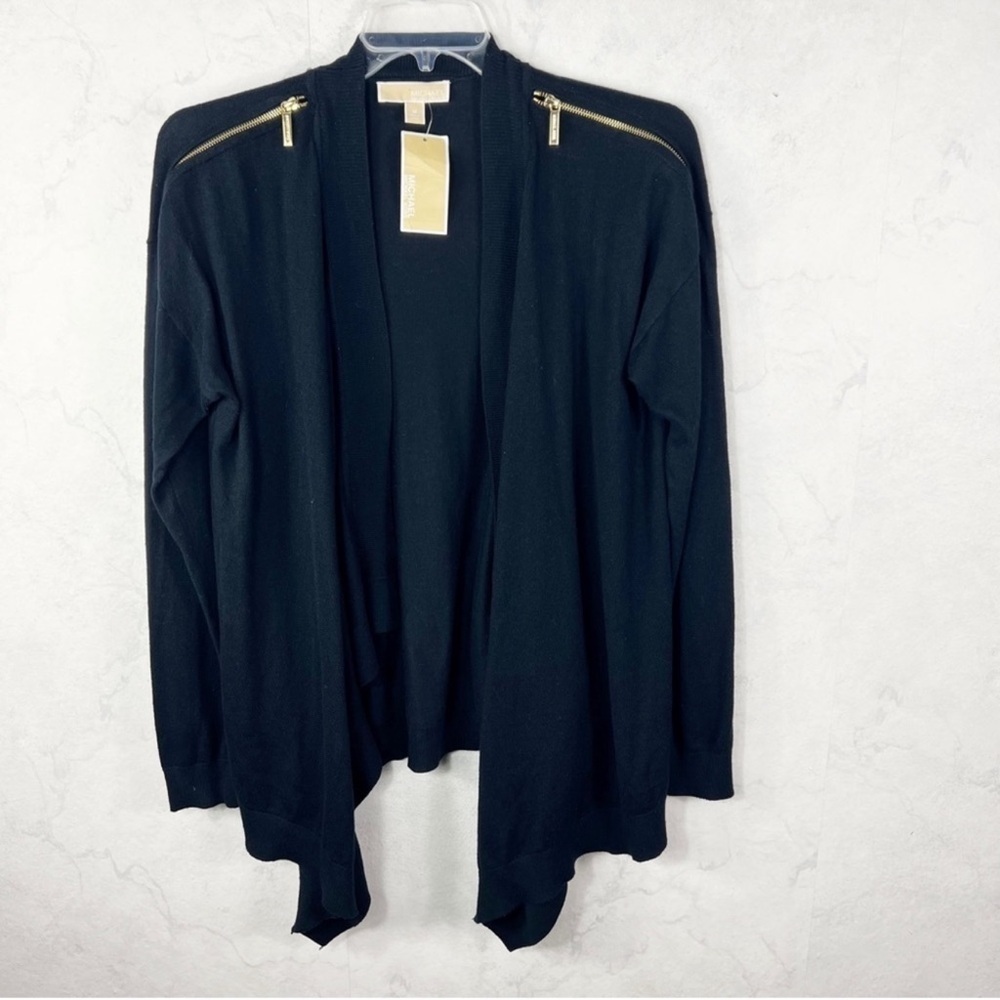 Michael Kors Navy Cardigan with Gold Zippers